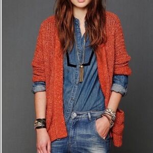Free People Burnt Orange Cardigan Sweater